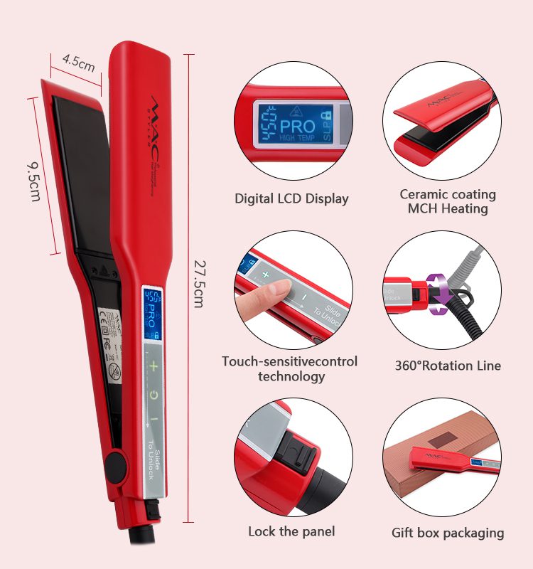 Fer à Lisser professionnel en céramique 450 F – Rouge