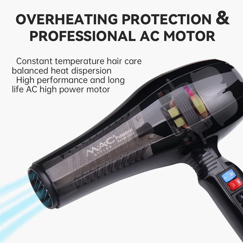 Sèche Cheveux Salon 2500 W - 3000 H Moteur Silencieux-