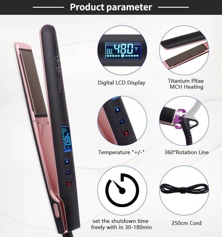 Fer à Lisser professionnel en Titane 480 F°- Ecran LCD