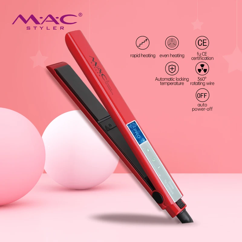 Fer à Lisser Professionnel avec écran LED -Rouge