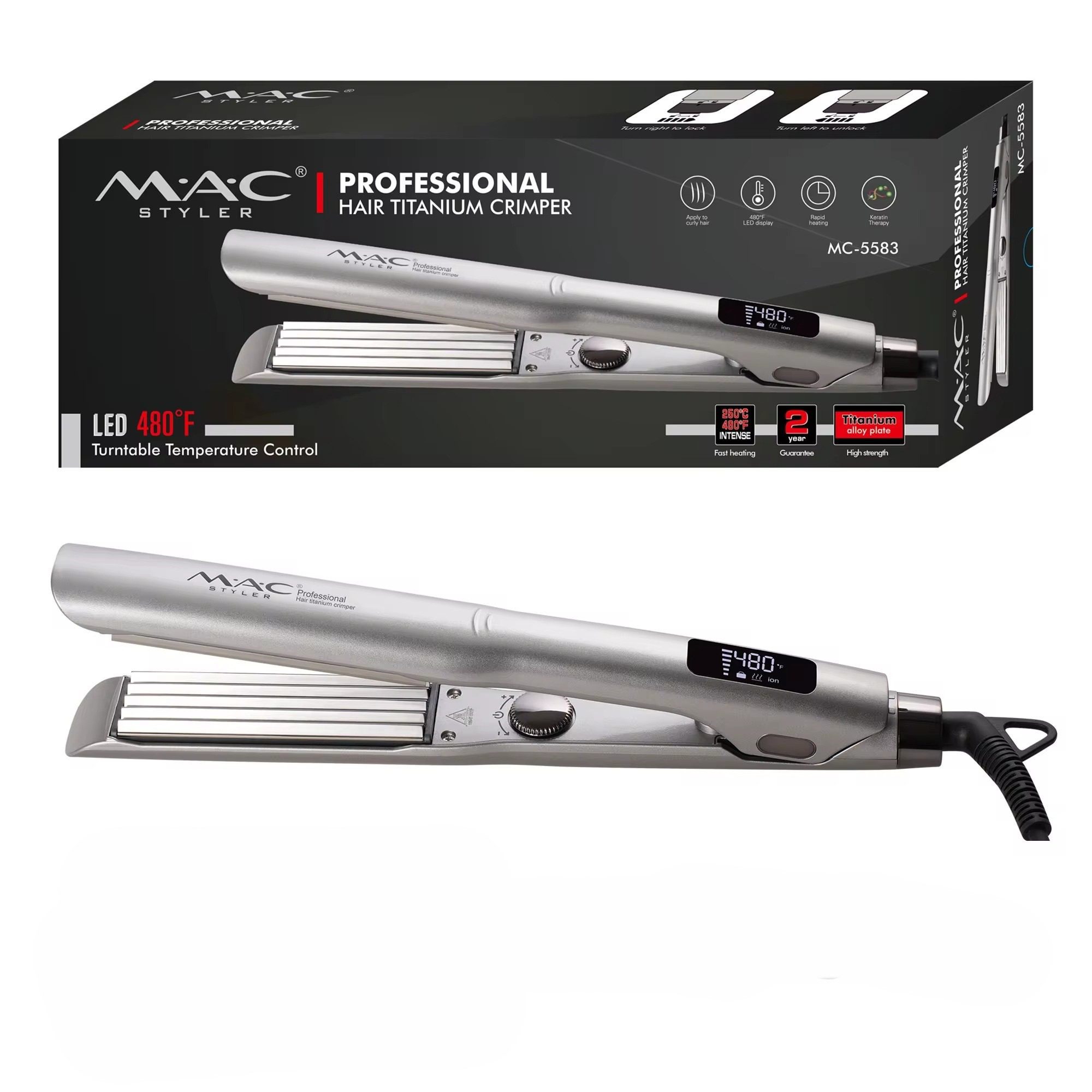 Fer &agrave; Lisser  professionnel en titane 480F -argent